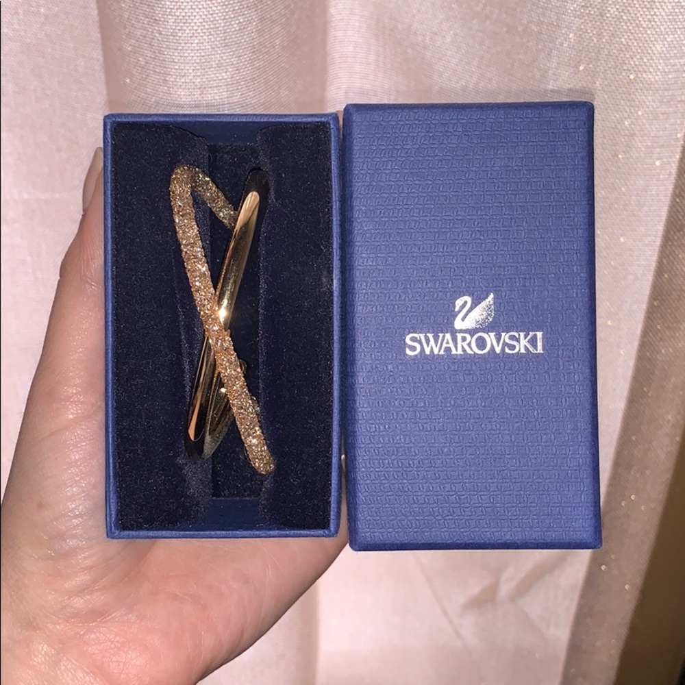 Swarovski crystal cross cuff - Gold